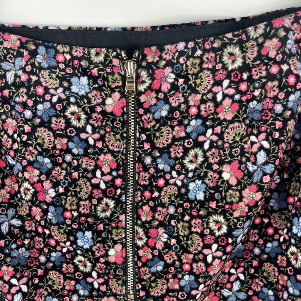 LOFT Ann Taylor Multicolor Floral Velvet Stretch Skirt Double Lining Womens 2 - Picture 6 of 8